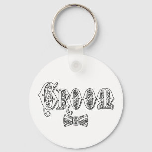 Bruidegom met stropdas Wit en Zwart Type Sleutelhanger