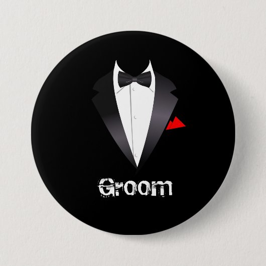 Bruidegom met Tuxedo Shirt Ronde Button 7,6 Cm (Voorkant)