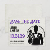 bruidegom met Voodoo Doll Bride Save The Date (Voorkant / Achterkant)