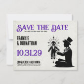bruidegom met Voodoo Doll Groom Save The Date (Voorkant)