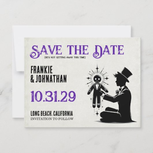 bruidegom met Voodoo Doll Groom Save The Date (Voorkant)