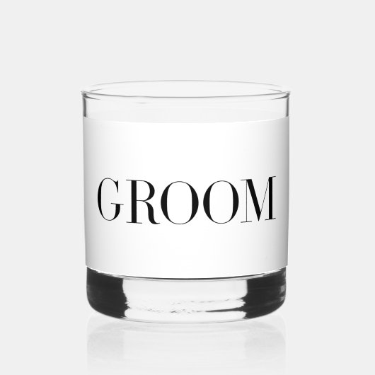 Bruidegom Modern Gepersonaliseerd Minimalistisch  Whisky Glas (Voorkant)