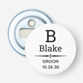 Bruidegom Monogram Flesopener Button Flesopener (Voorkant)