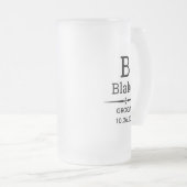 Bruidegom Monogram Geslepen Glas Bierpul Matglas Bierpul (Voorkant rechts)