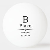Bruidegom Monogram Ping Pong Bal Pingpongbal (Voorkant)