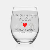 bruidegom Monogram Zwart Two Tone Wijnglas Zonder Voet (Voorkant)