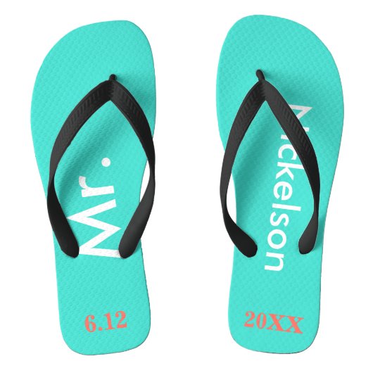 bruidegom Mr Turquoise Blue Teenslippers (Voetbed)