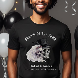 Bruidegom naar het graf Schedel Echtgenoot Nieuwge T-shirt