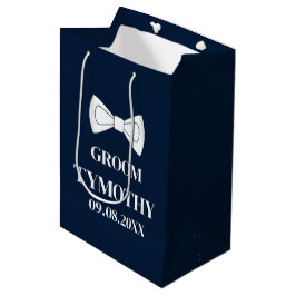 Bruidegom Navyblauw Elegant Modern Cadeau Bruiloft Medium Cadeauzakje