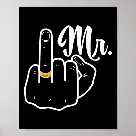 Bruidegom Net Getrouwd Trouwring Vinger H Poster (Voorkant)