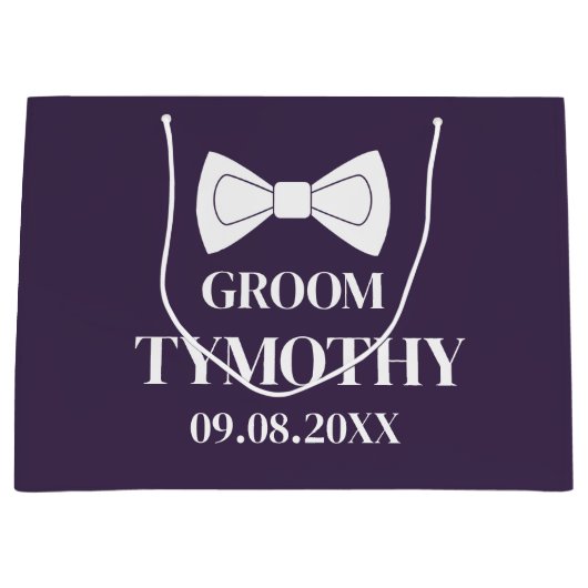 Bruidegom Paars Elegant Modern Cadeaus Trouwen Groot Cadeauzakje (Voorkant)