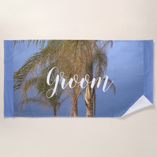 Bruidegom Palmbomen Strandhanddoek Strandlaken (Voorkant)