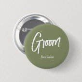 Bruidegom Sage Groen Witte Trouw Knop Ronde Button 5,7 Cm (Voorkant /achterkant)