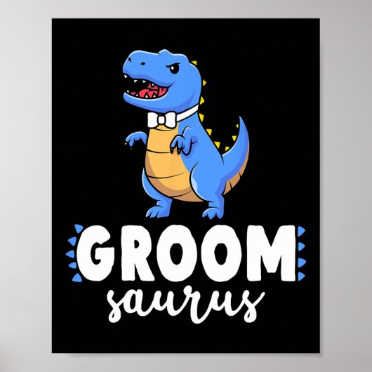 Bruidegom Saurus Dinosaur Verlovings Huwelijk Kopp Poster (Voorkant)