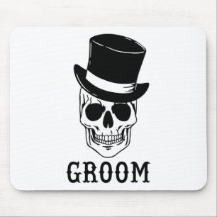 Bruidegom schedel met Pet bruid Halloween bruiloft Muismat