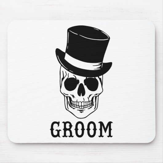 Bruidegom schedel met Pet bruid Halloween bruiloft Muismat (Voorkant)