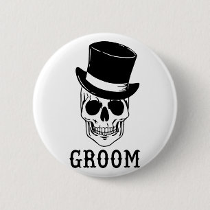 Bruidegom schedel met Pet bruid Halloween bruiloft Ronde Button 5,7 Cm