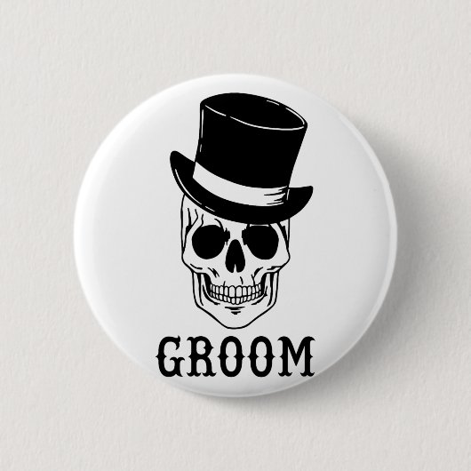Bruidegom schedel met Pet bruid Halloween bruiloft Ronde Button 5,7 Cm (Voorkant)
