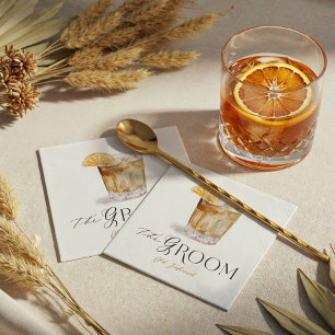 Bruidegom Signature Cocktail Waterverf Wedding Dri Servet