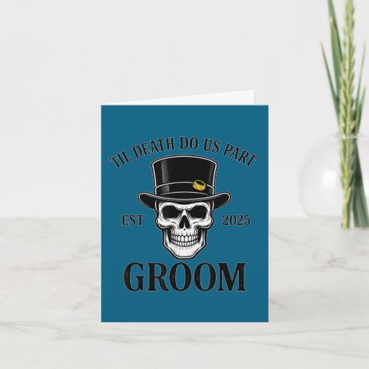 Bruidegom skelet gotische halloween bruiloft kaart (Voorkant)