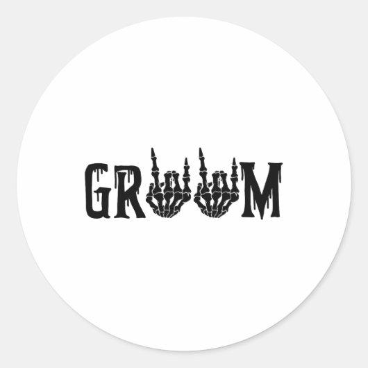 Bruidegom Skelet Hand Bruid Halloween Bruiloft Bac Ronde Sticker (Voorkant)