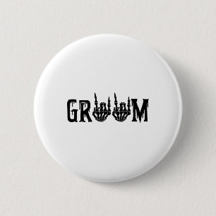 Bruidegom Skelet Hand Bruid Halloween Trouwen vrij Ronde Button 5,7 Cm