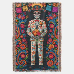 Bruidegom skelet van Día de Muertos-huwelijk Deken