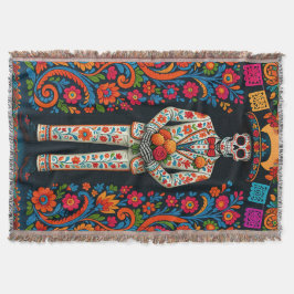 Bruidegom skelet van Día de Muertos-huwelijk Deken