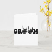 Bruidegom Skeleton Gothic Halloween Wedding Bach Kaart (Gele Bloem)