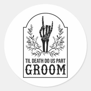 Bruidegom Skeleton Hand Paren Matching Wedding Hal Ronde Sticker