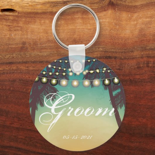 bruidegom Sleutelhanger strand zonsondergang palmb (Voorkant)