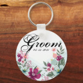 bruidegom Sleutelhanger tropische bloemen op Blue (Voorkant)
