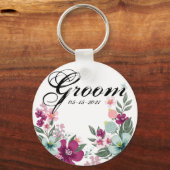 bruidegom Sleutelhanger tropische bloemen op wit (Voorkant)