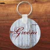 bruidegom Sleutelhanger wit wassen hout schuur deu (Voorkant)