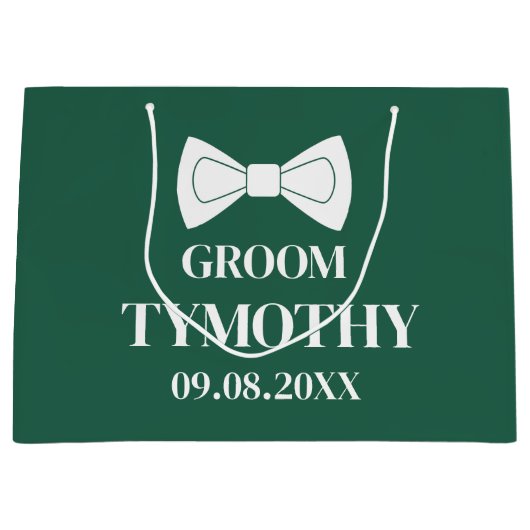 Bruidegom Smaragdgroen Elegant Modern Cadeaus Brui Groot Cadeauzakje (Voorkant)