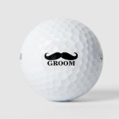 Bruidegom snor bruiloft gunsten gepersonaliseerd golfballen (Voorkant)