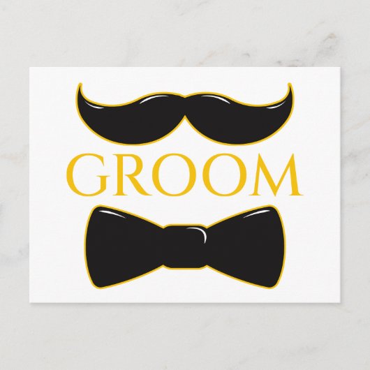 Bruidegom Snor En Vlinderdas Briefkaart (Voorkant)