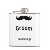 Bruidegom Snor Hipster Bruiloft Heupfles (Voorkant)