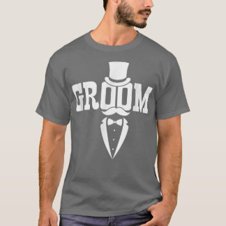 Bruidegom Snor Hoed Trouwen Verlovingsfeest Echtge T-shirt