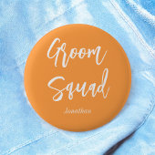 Bruidegom Squad Oranje Witte Bruiloft Ronde Button 5,7 Cm