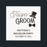 Bruidegom Team Bruiloft Uitnodiging Servet<br><div class="desc">Deze elegante zwarte bruidegom servetten zijn een perfecte aanvulling op uw vrijgezellenfeest!  Personaliseer met de naam van de bruidegom en de datum van het vrijgezellenfeest.</div>
