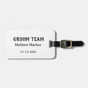 Bruidegom team getuige naam datum vrijgezellenfees bagagelabel