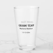 Bruidegom team getuige naam datum vrijgezellenfees glas (Achterkant)