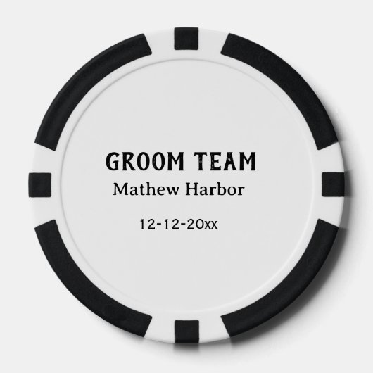 Bruidegom team getuige naam datum vrijgezellenfees poker chips (Voorkant)