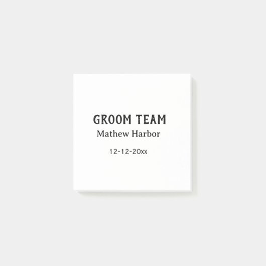 Bruidegom team getuige naam datum vrijgezellenfees post-it® notes (Voorkant)