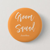 Bruidegom Team Oranje Witte Bruiloft Ronde Button 5,7 Cm (Voorkant)