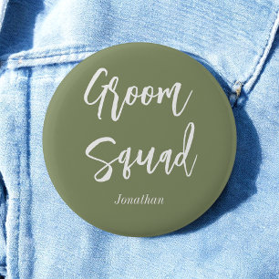 Bruidegom Team Sage Groene Witte Knop Ronde Button 5,7 Cm