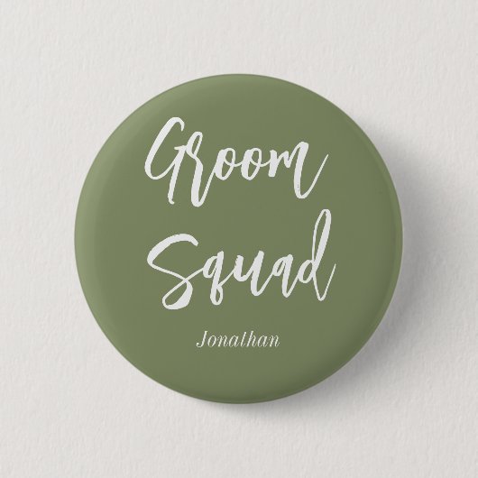 Bruidegom Team Sage Groene Witte Knop Ronde Button 5,7 Cm (Voorkant)
