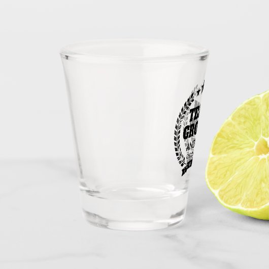 Bruidegom team vrijgezellenfeest shotglas voor bru shot glas (Links)