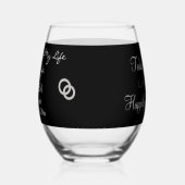 Bruidegom tot Bruid Monogram Zwart Rood Hart Wijnglas Zonder Voet (Links)